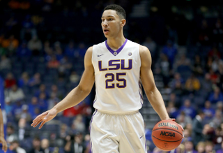 Ben Simmons #25 of the LSU Tigers dribbles the ball during the game against the Tennessee Volunteers during the quarterfinals of the SEC Basketball Tournament at Bridgestone Arena on March 11, 2016 in Nashville, Tennessee.